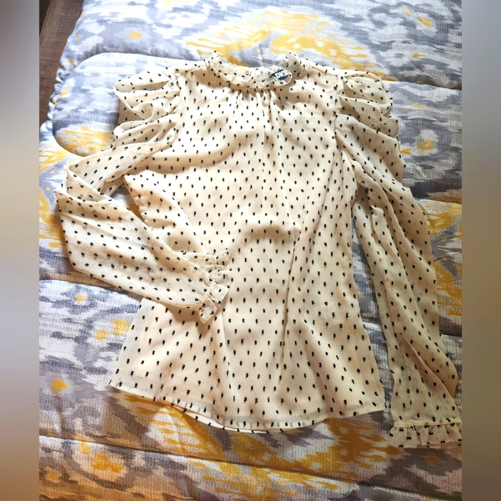 NWOT DKNY Dot Blouse